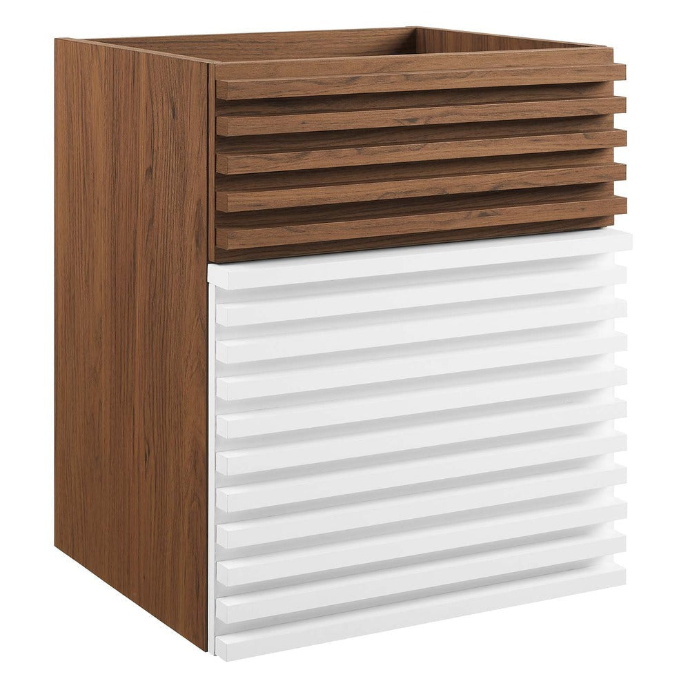 Modway Render 18’’ Wall-Mount Bathroom Vanity in White Walnut-Sink Basin Not Included 18 Inch MDY-EEI-4848-WHI-WAL