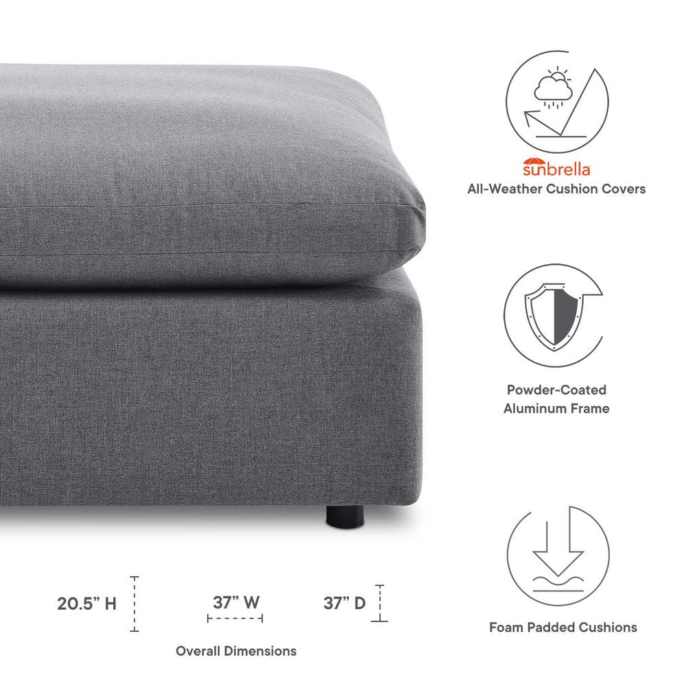 Modway Commix Outdoor Patio Sunbrella® Sectional Sofa Ottoman in Gray MDY-EEI-4906-SLA