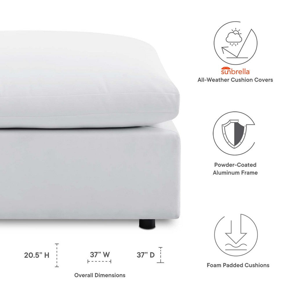 Modway Commix Outdoor Patio Sunbrella® Sectional Sofa Ottoman in White MDY-EEI-4906-WHI