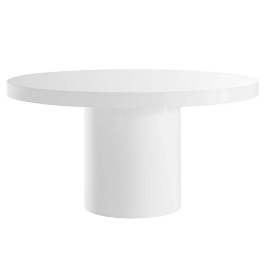 Modway Gratify 60" Wood Grain Round Dining Table, White