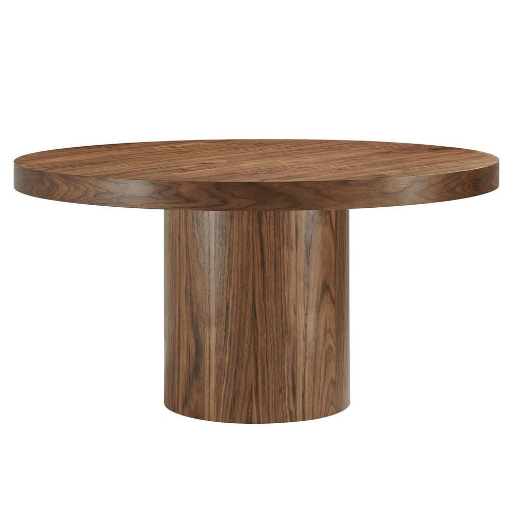 Modway Gratify 60" Wood Grain Round Dining Table, Walnut