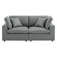 Modway Commix Modular Sofa Loveseat Gray Vegan Leather MDY-EEI-4913-GRY