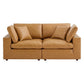 Modway Commix Modular Sofa Loveseat Tan Vegan Leather MDY-EEI-4913-TAN