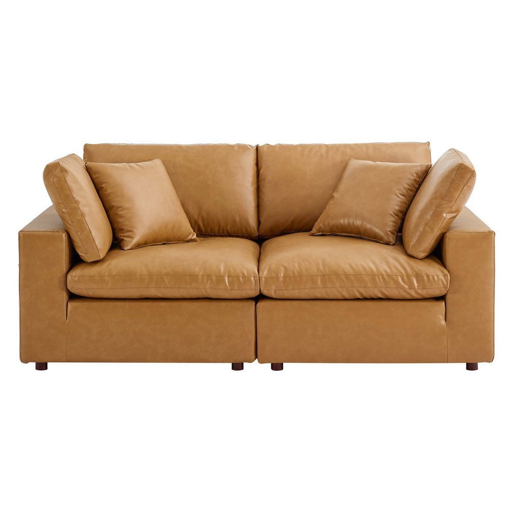 Modway Commix Modular Sofa Loveseat Tan Vegan Leather MDY-EEI-4913-TAN