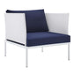 Modway EEI-4955-WHI-NAV Harmony Outdoor Patio Aluminum Armchair, White Navy