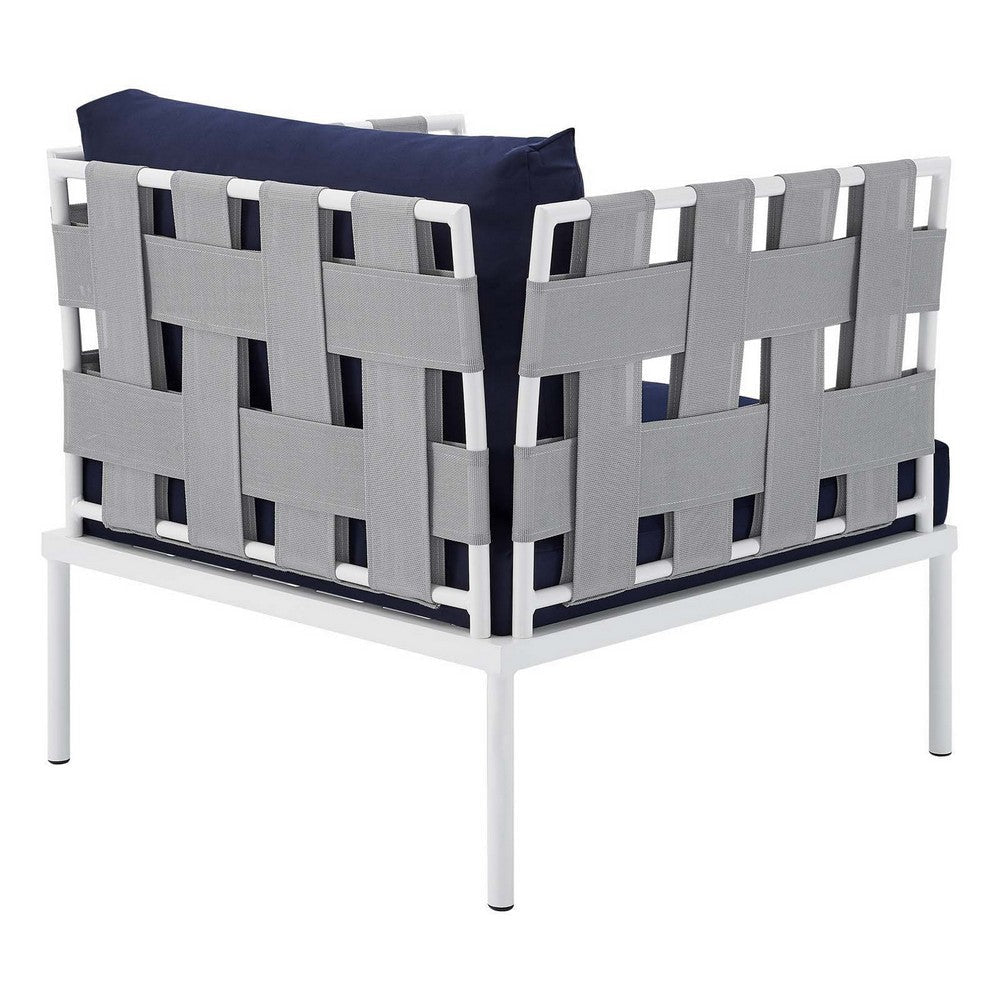 Modway EEI-4956-GRY-NAV Harmony Outdoor Patio Aluminum Armchair Gray Navy MDY-EEI-4956-GRY-NAV