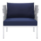 Modway EEI-4956-GRY-NAV Harmony Outdoor Patio Aluminum Armchair Gray Navy MDY-EEI-4956-GRY-NAV