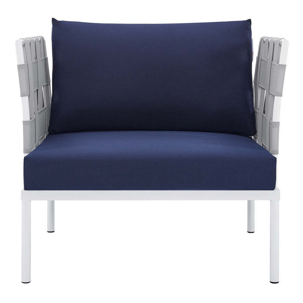 Modway EEI-4956-GRY-NAV Harmony Outdoor Patio Aluminum Armchair Gray Navy MDY-EEI-4956-GRY-NAV