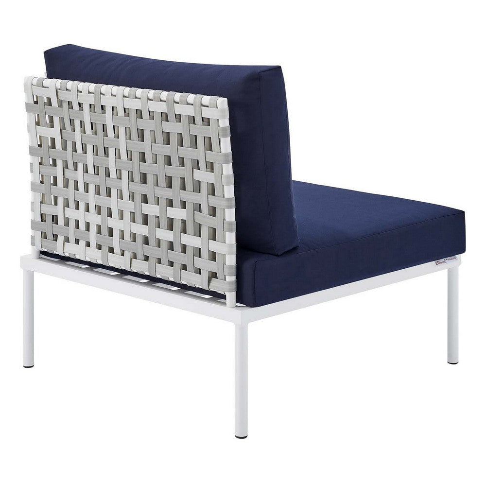 Modway EEI-4957-TAU-NAV Harmony Outdoor Patio Aluminum Armless Chair Taupe Navy MDY-EEI-4957-TAU-NAV