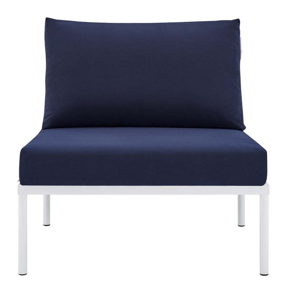 Modway EEI-4957-TAU-NAV Harmony Outdoor Patio Aluminum Armless Chair Taupe Navy MDY-EEI-4957-TAU-NAV