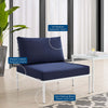 Modway EEI-4957-TAU-NAV Harmony Outdoor Patio Aluminum Armless Chair Taupe Navy MDY-EEI-4957-TAU-NAV