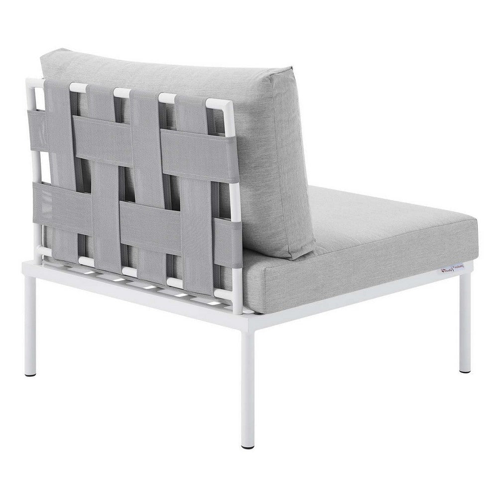 Modway EEI-4960-GRY-GRY Harmony Outdoor Patio Aluminum Armless Chair Gray Gray MDY-EEI-4960-GRY-GRY