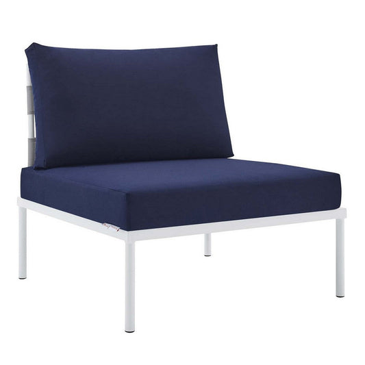 Modway EEI-4960-GRY-NAV Harmony Outdoor Patio Aluminum Armless Chair, Gray Navy