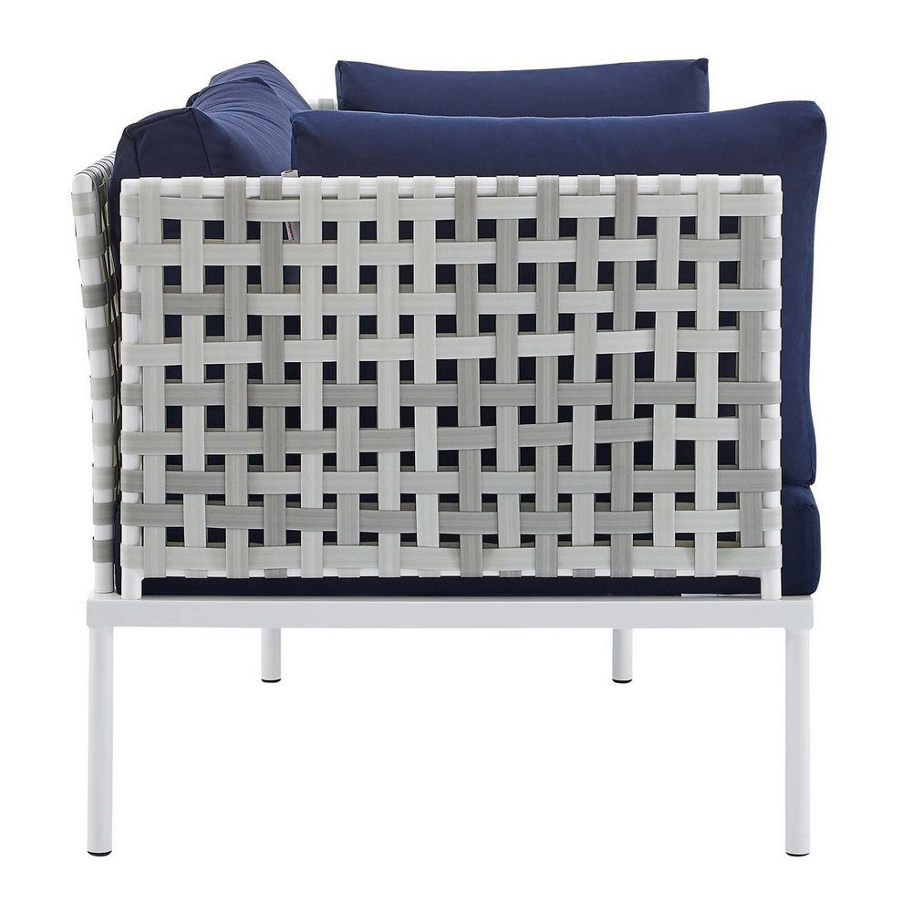 Harmony Sunbrella® Basket Weave Outdoor Patio Aluminum Loveseat - No Shipping Charges MDY-EEI-4961-TAU-GRY