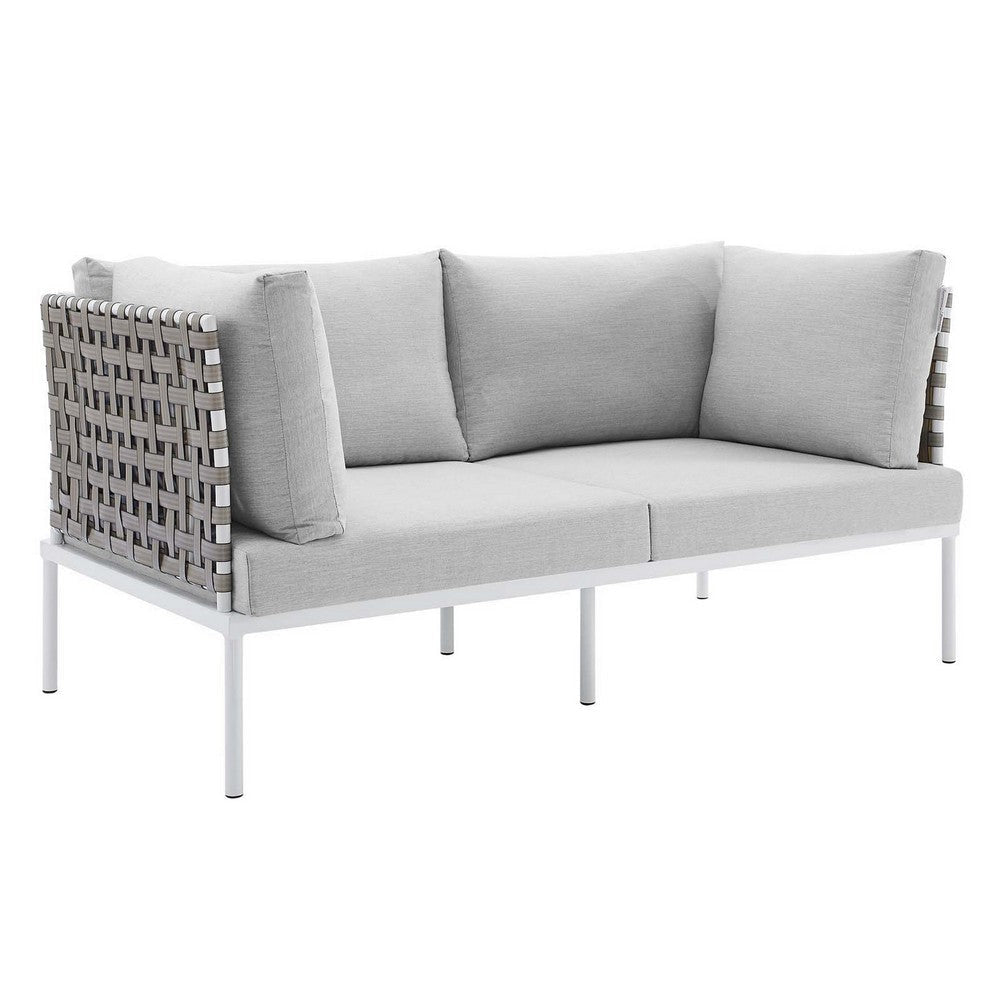 Harmony Sunbrella® Basket Weave Outdoor Patio Aluminum Loveseat - No Shipping Charges