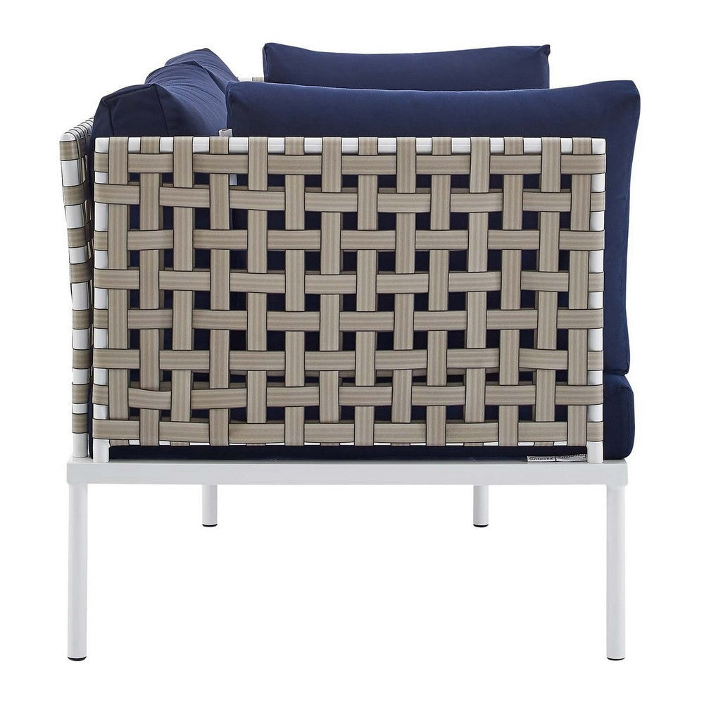 Harmony Sunbrella® Basket Weave Outdoor Patio Aluminum Loveseat - No Shipping Charges MDY-EEI-4961-TAU-GRY