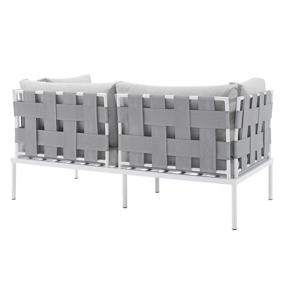 Modway EEI-4964-GRY-GRY Harmony Outdoor Patio Aluminum Loveseat Gray Gray MDY-EEI-4964-GRY-GRY