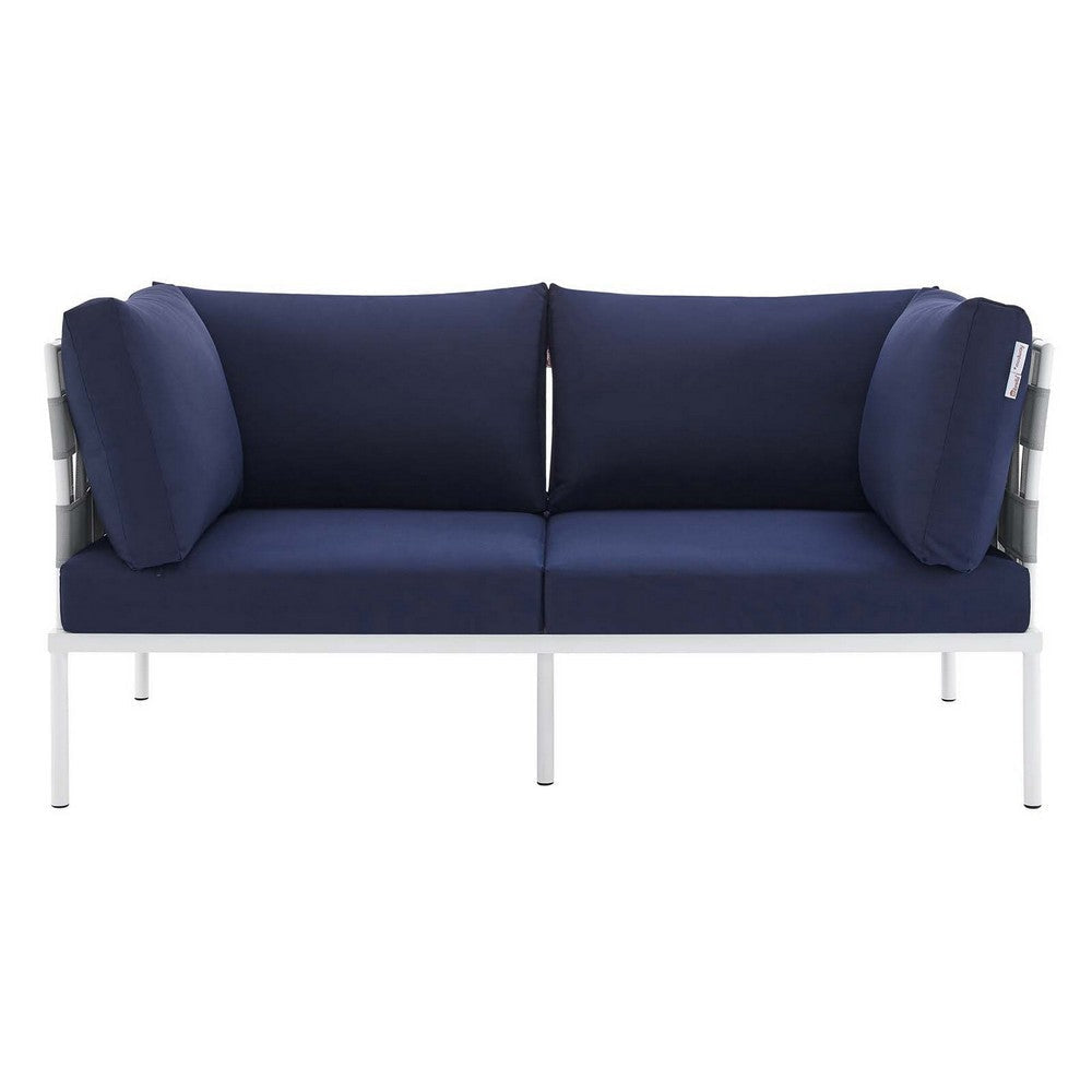 Modway EEI-4964-GRY-NAV Harmony Outdoor Patio Aluminum Loveseat Gray Navy MDY-EEI-4964-GRY-NAV