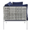 Modway EEI-4965-TAU-NAV Harmony Sunbrella Basket Weave Taupe Navy Outdoor Patio Aluminum Sofa MDY-EEI-4965-TAU-NAV