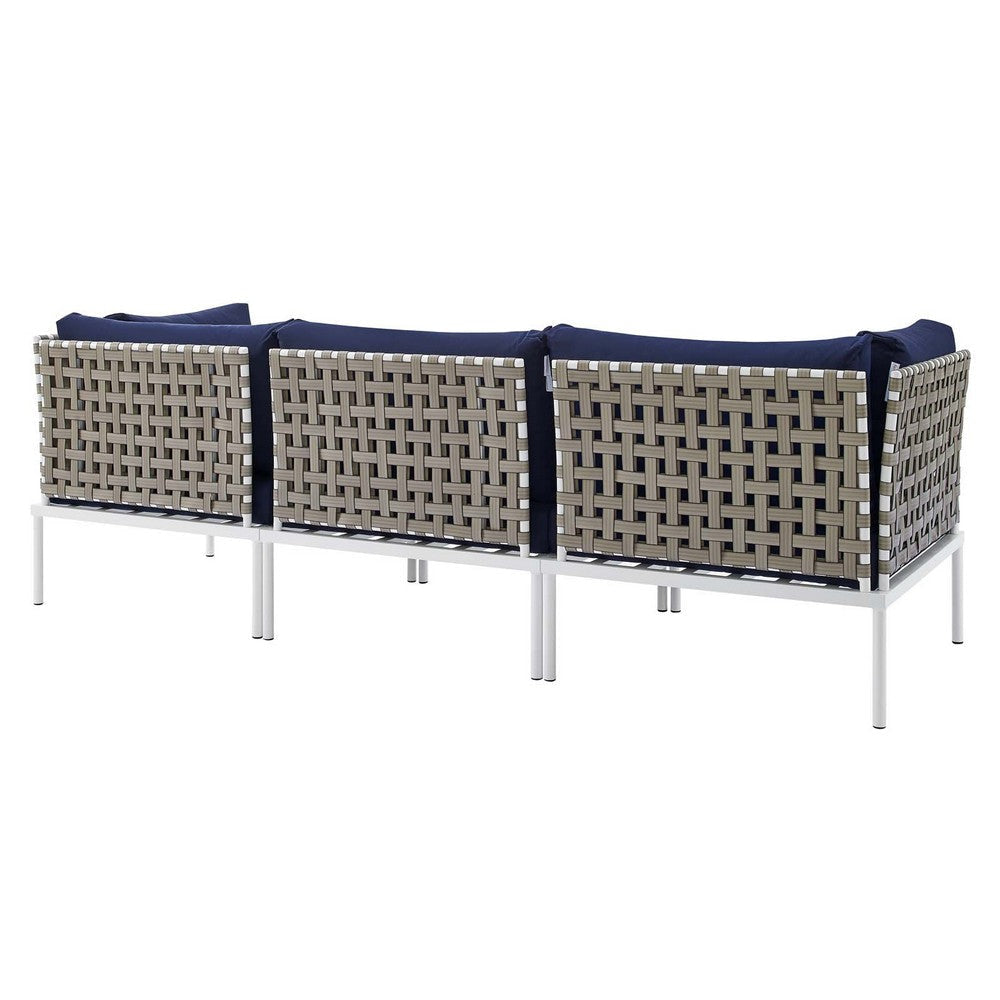 Modway EEI-4966-TAN-NAV Harmony Outdoor Patio Aluminum Sofa Tan Navy MDY-EEI-4966-TAN-NAV