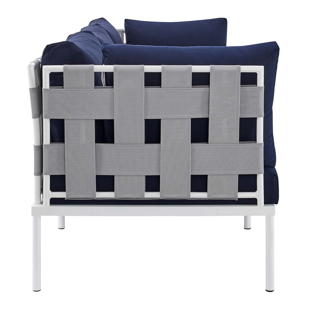 Modway EEI-4968-GRY-NAV Harmony Outdoor Patio Aluminum Sofa Gray Navy MDY-EEI-4968-GRY-NAV