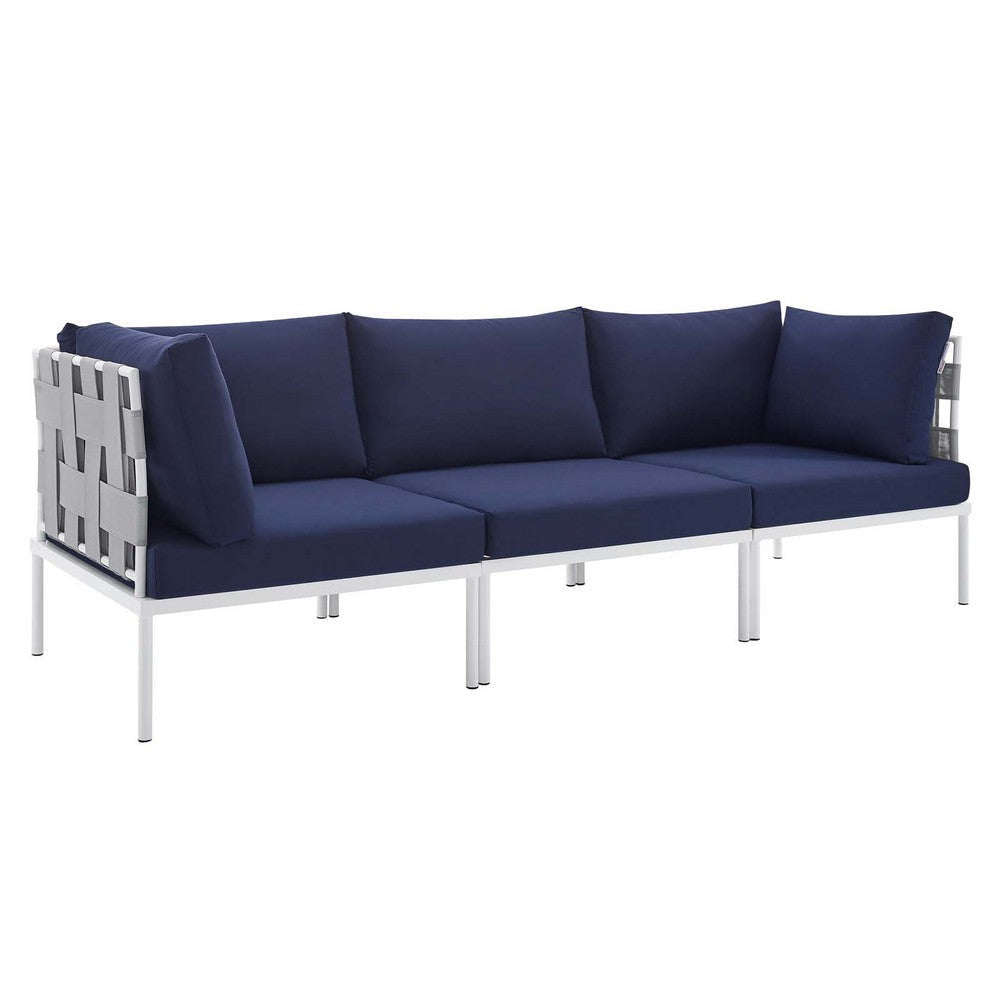 Modway EEI-4968-GRY-NAV Harmony Outdoor Patio Aluminum Sofa, Gray Navy