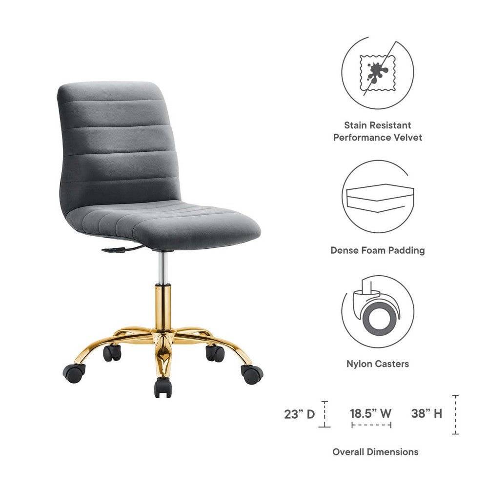 Ripple Armless Performance Velvet Office Chair MDY-EEI-4972-GLD-DUS