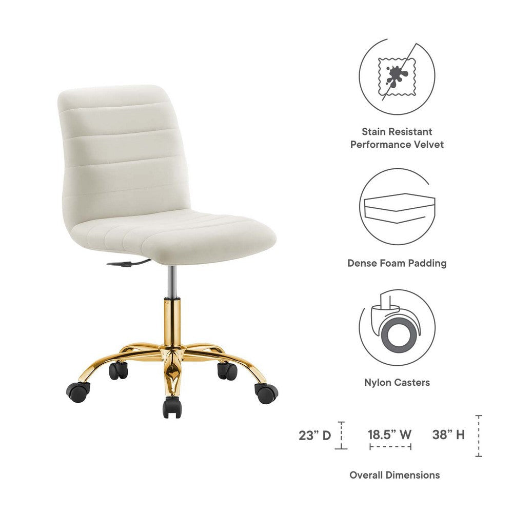 Ripple Armless Performance Velvet Office Chair MDY-EEI-4972-GLD-DUS