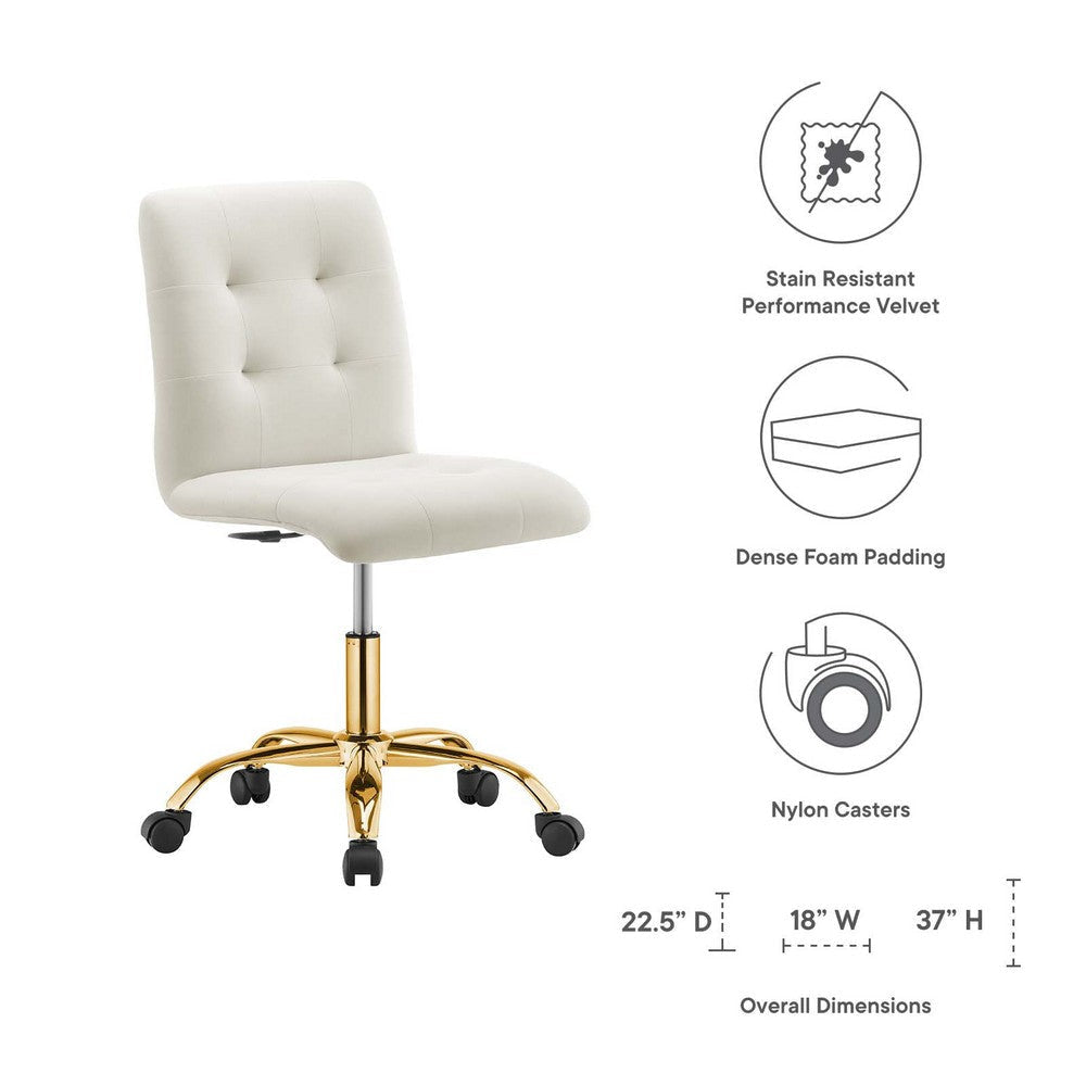 Prim Armless Performance Velvet Office Chair MDY-EEI-4973-GLD-DUS