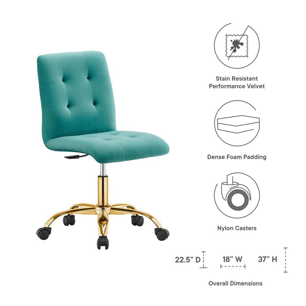 Prim Armless Performance Velvet Office Chair MDY-EEI-4973-GLD-DUS