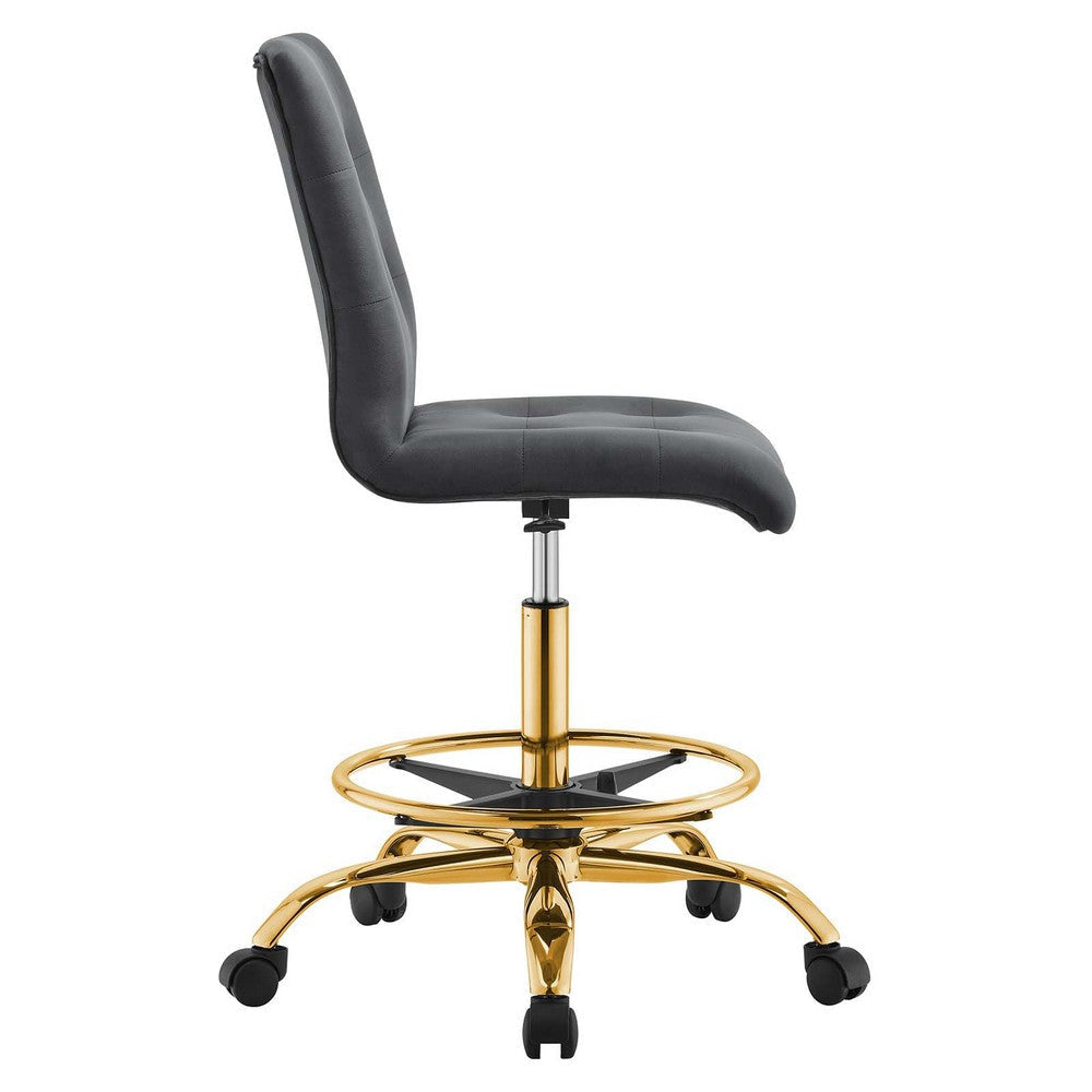 Prim Armless Performance Velvet Drafting Chair MDY-EEI-4977-GLD-DUS