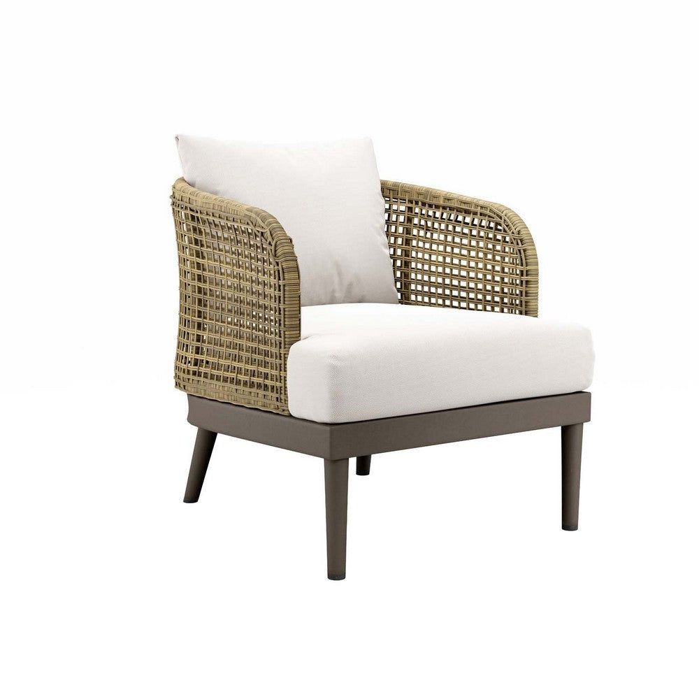 Modway Meadow Outdoor Patio Wicker Rattan, Armchair, Natural White