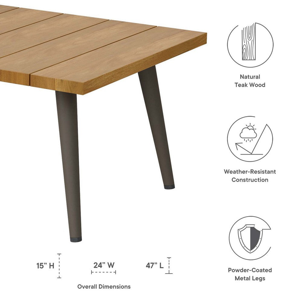 Modway Meadow Outdoor Patio Teak Wood Coffee Table Natural Taupe MDY-EEI-4992-NAT-TAU