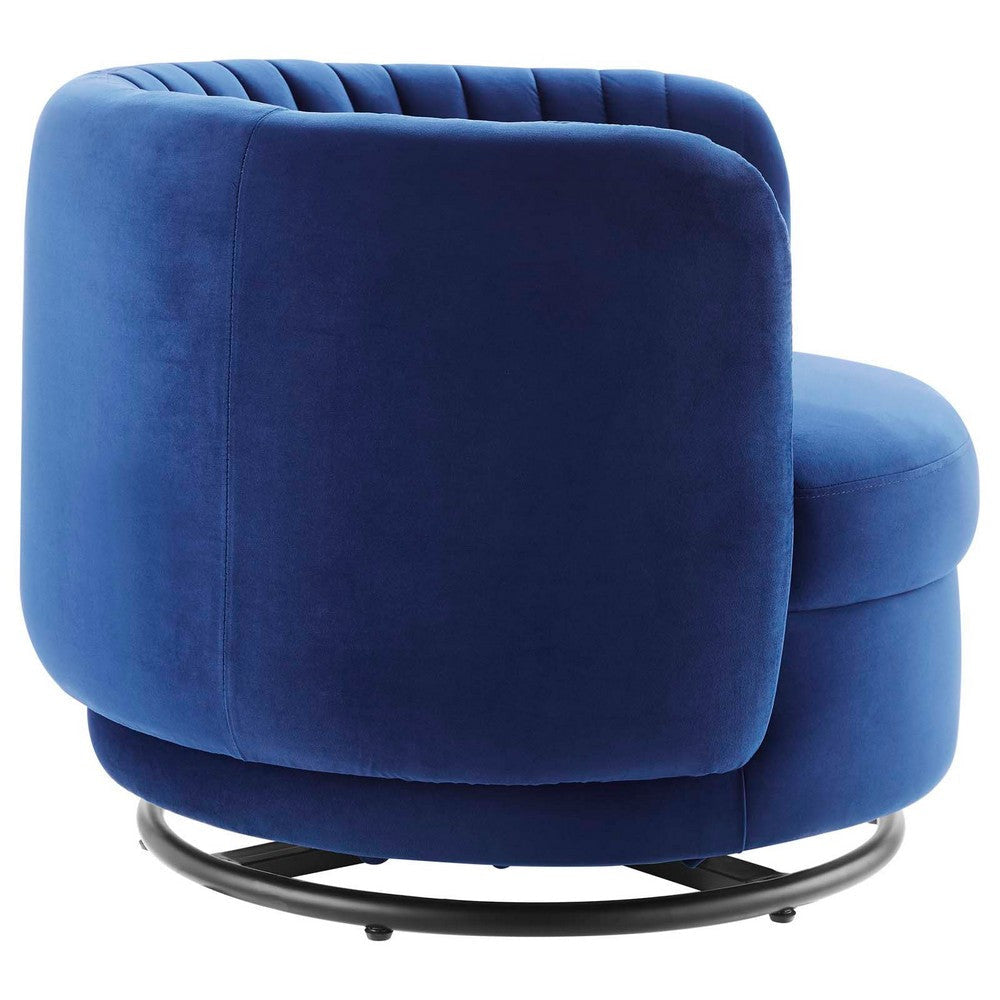 Embrace Tufted Performance Velvet Performance Velvet Swivel Chair - No Shipping Charges MDY-EEI-4998-BLK-NAV