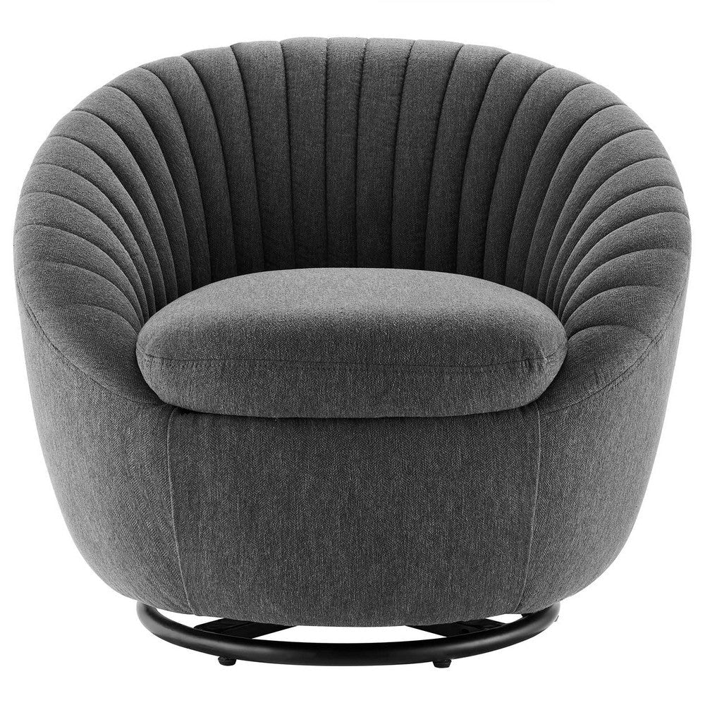 Modway Whirr Upholstered Fabric Swivel Chair in Black Charcoal MDY-EEI-5003-BLK-CHA