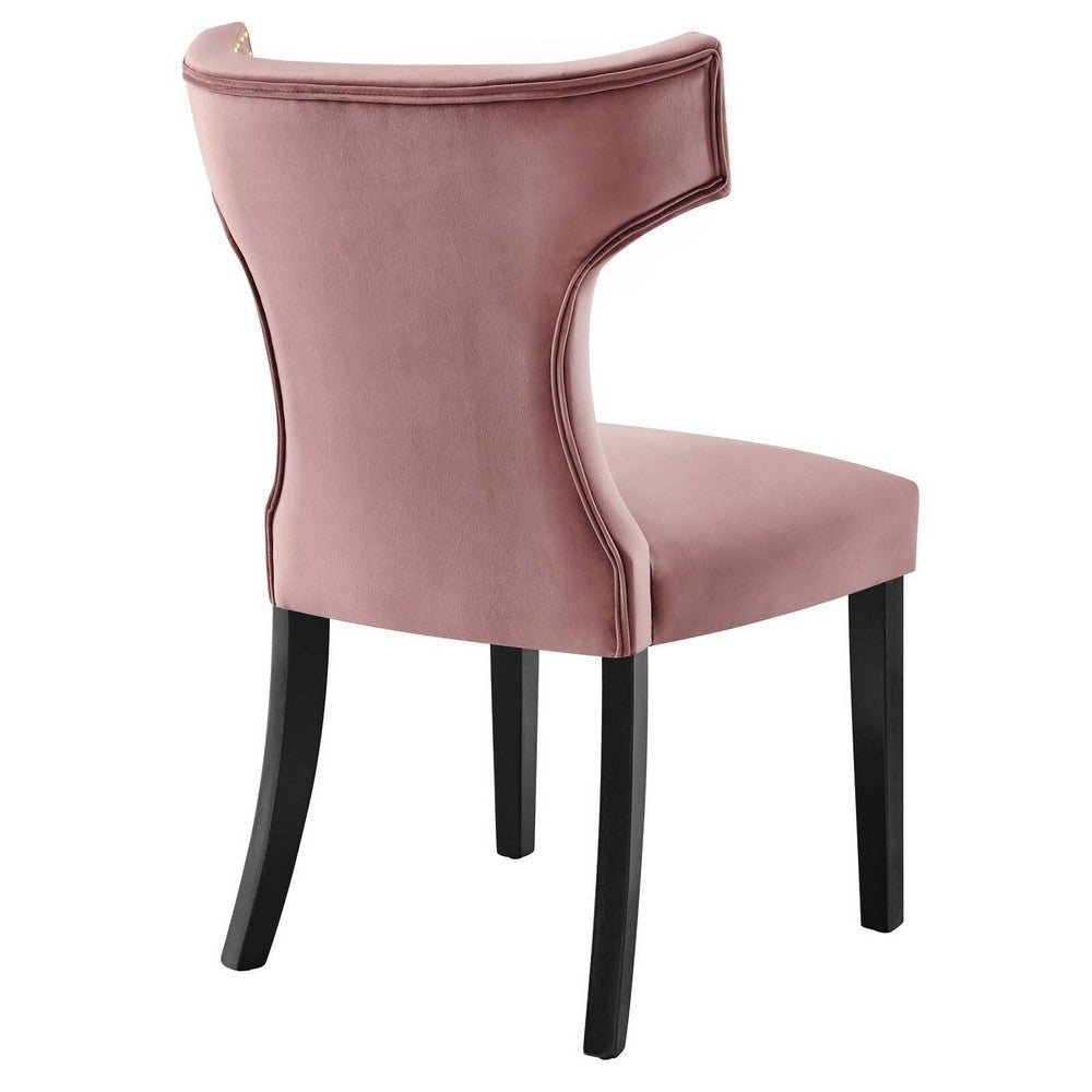 Modway Curve Performance Velvet Set of 2 Dining Chair Dusty Rose MDY-EEI-5008-DUS