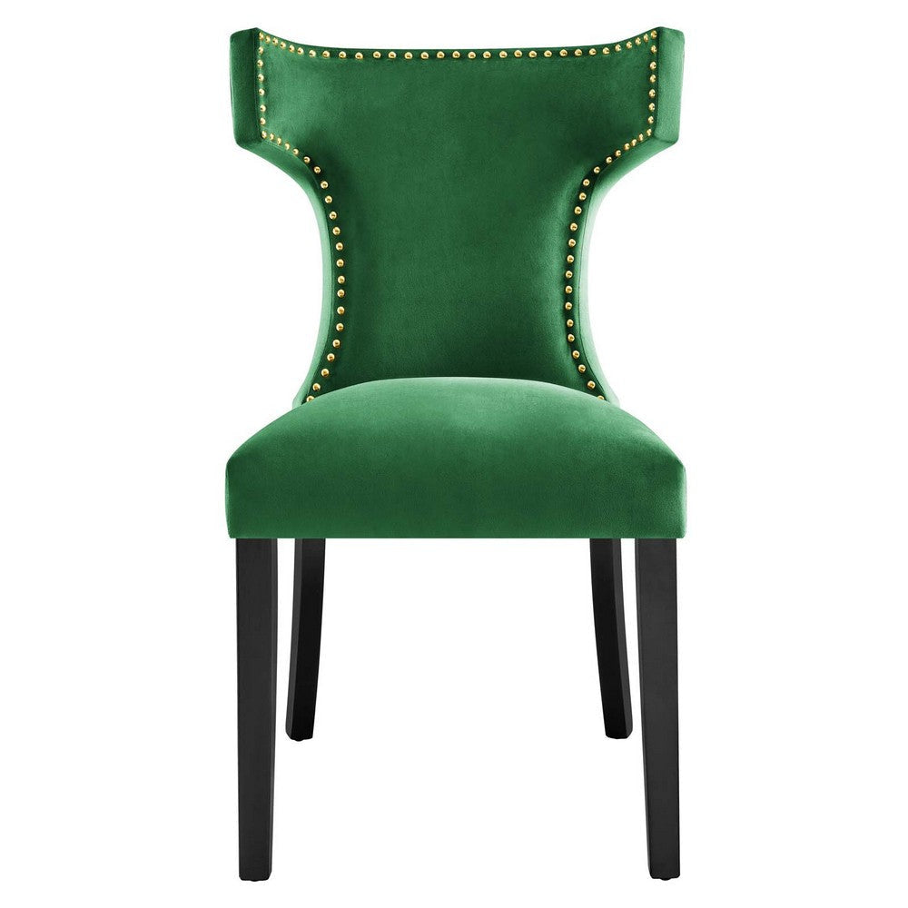 Modway Curve Performance Velvet Set of 2 Dining Chair Emerald MDY-EEI-5008-EME