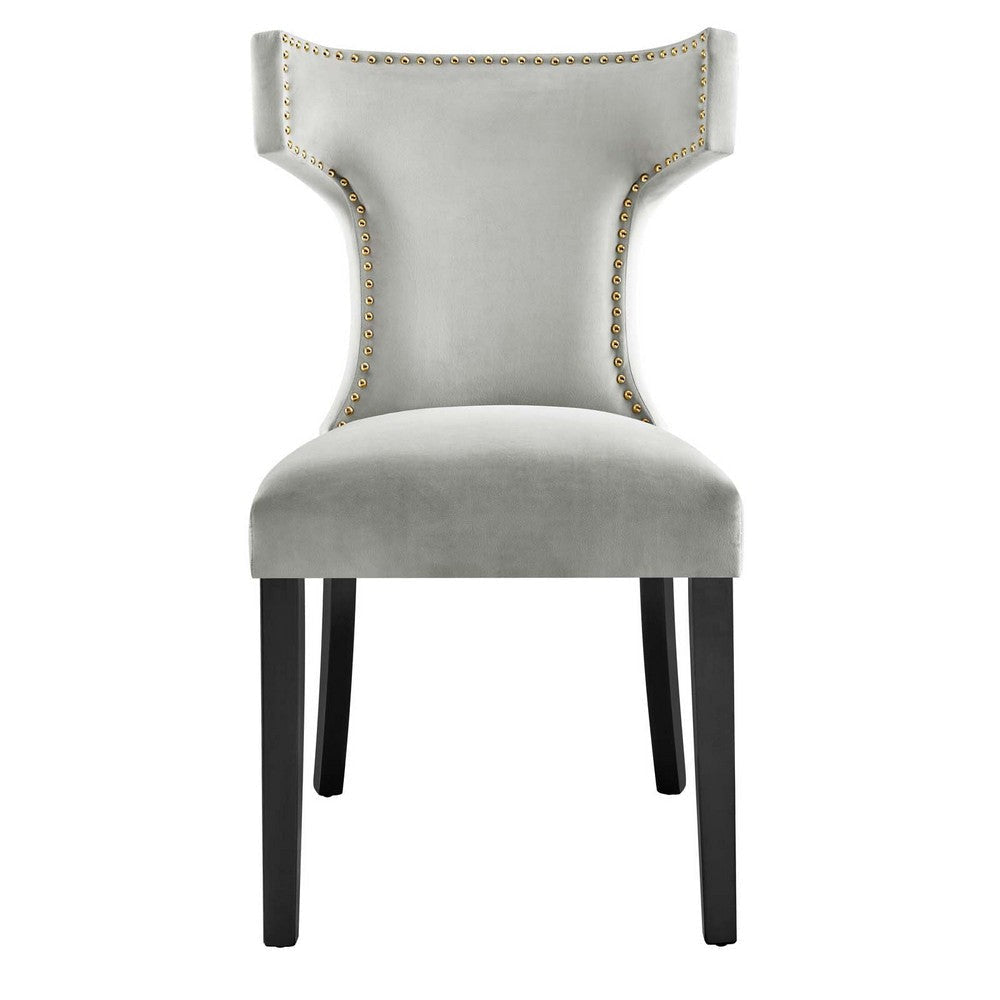 Modway Curve Performance Velvet Set of 2 Dining Chair Light Gray MDY-EEI-5008-LGR