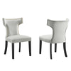 Modway Curve Performance Velvet Set of 2 Dining Chair, Light Gray