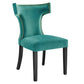 Modway Curve Performance Velvet Set of 2 Dining Chair Teal MDY-EEI-5008-TEA