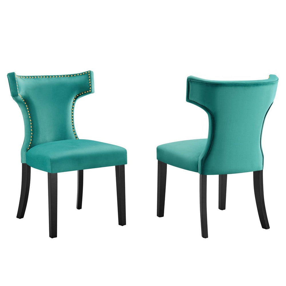 Curve Performance Velvet Dining Chairs - Set of 2 - No Shipping Charges