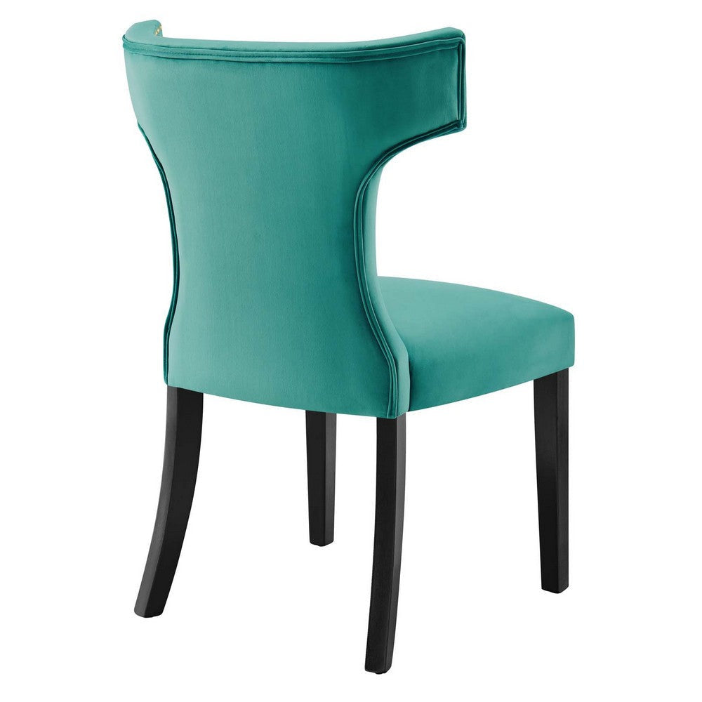 Modway Curve Performance Velvet Set of 2 Dining Chair Teal MDY-EEI-5008-TEA