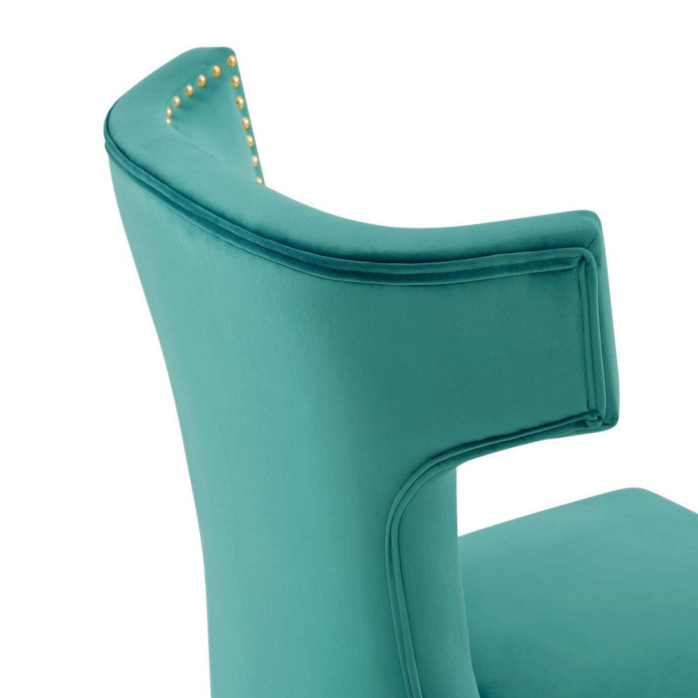 Modway Curve Performance Velvet Set of 2 Dining Chair Teal MDY-EEI-5008-TEA