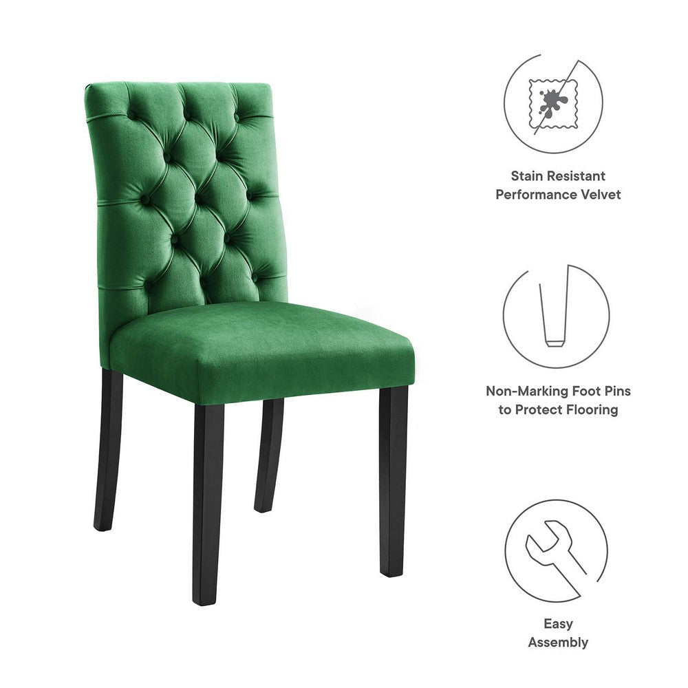 Modway Duchess Performance Velvet Set of 2 Dining Chair Emerald MDY-EEI-5011-EME