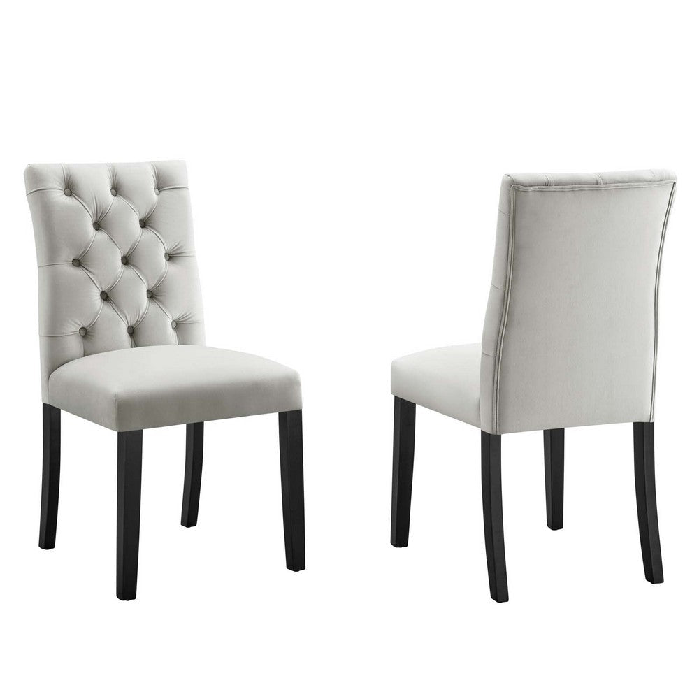 Modway Duchess Performance Velvet Set of 2 Dining Chair, Light Gray