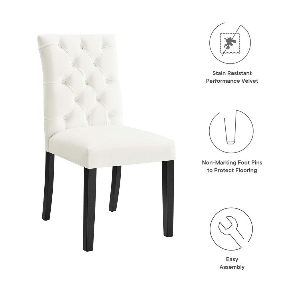 Modway Duchess Performance Velvet Set of 2 Dining Chair White MDY-EEI-5011-WHI