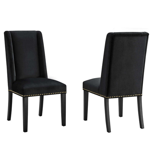 Modway Baron Performance Velvet Set of 2 Dining Chair, Black