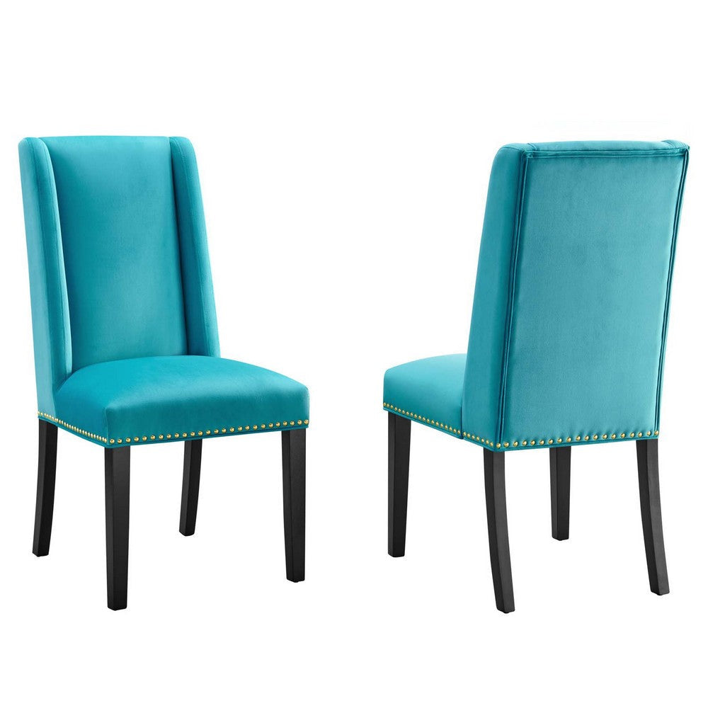 Modway Baron Performance Velvet Set of 2 Dining Chair, Blue