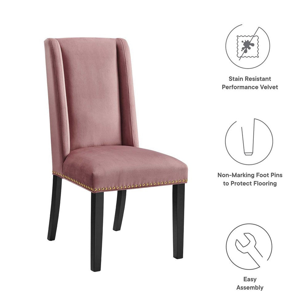 Modway Baron Performance Velvet Set of 2 Dining Chair Dusty Rose MDY-EEI-5012-DUS