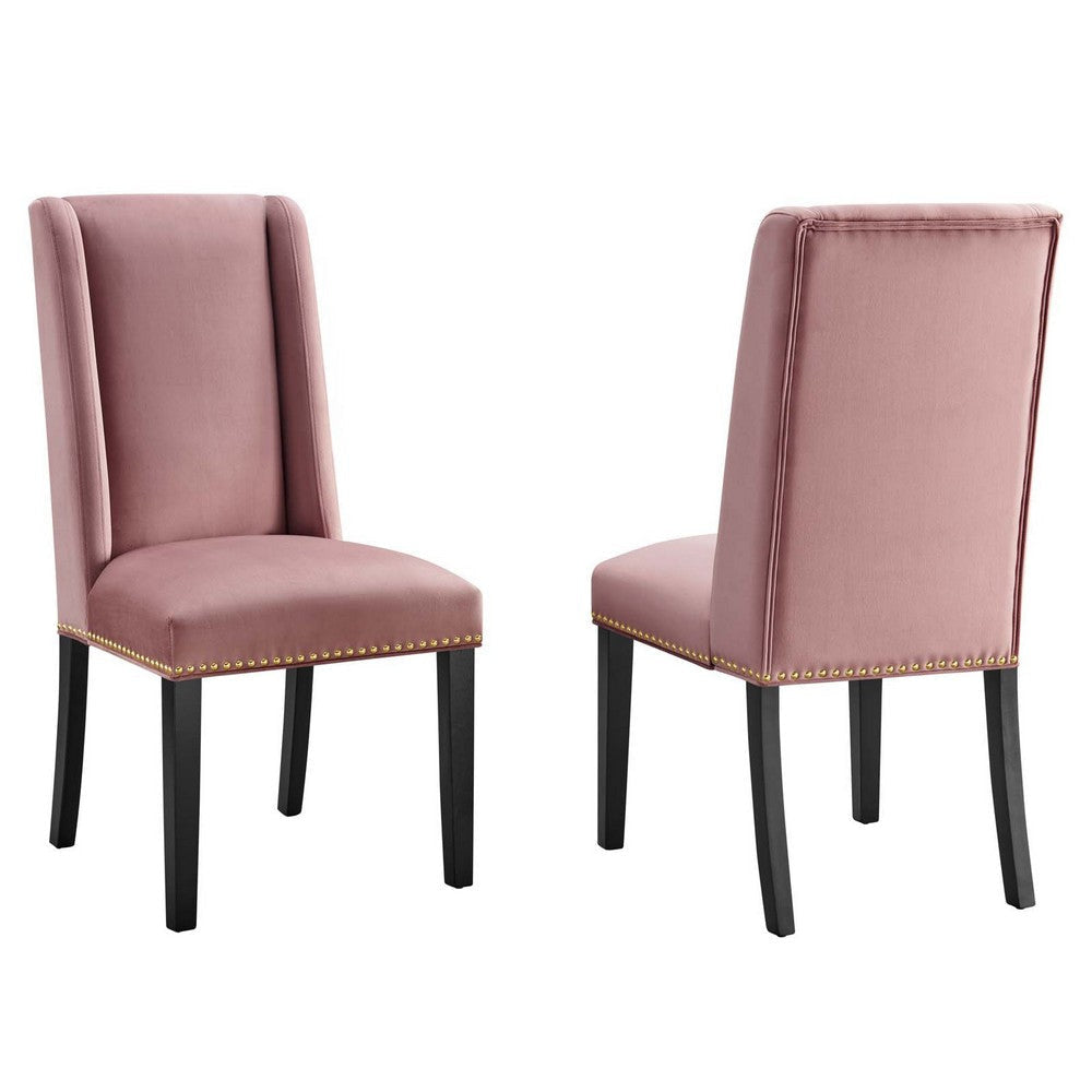 Modway Baron Performance Velvet Set of 2 Dining Chair, Dusty Rose